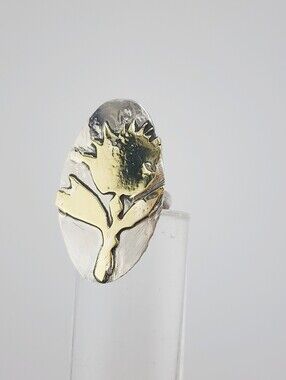STERLING SILVER & BRASS METAL BOTANICAL RING ORGANIC DESING INSPIRED BY NATURE 8